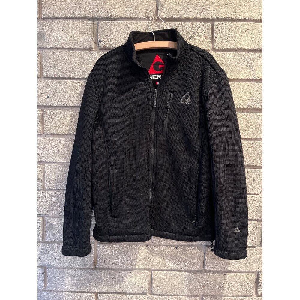 Gerry Mens Full Zip Black Jacket With Fleece Lining Polyester Material Size M Wa
